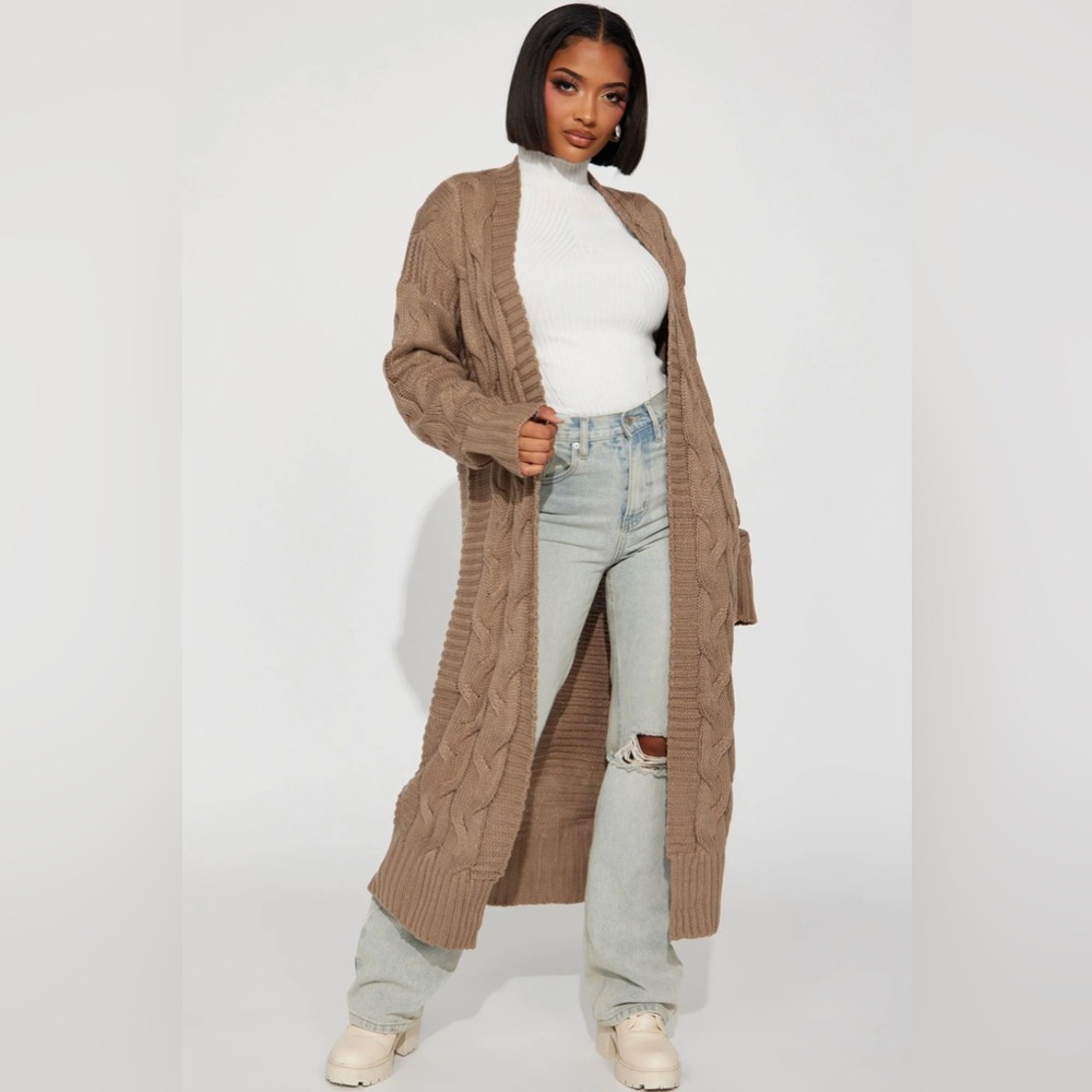 SOLD!! Cozy Everyday Taupe Long Cardigan